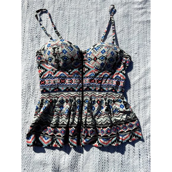 Forever 21 Top Medium Multicolor Tank Full Zip Sleeveless Western Rayon Womens - Picture 5 of 10